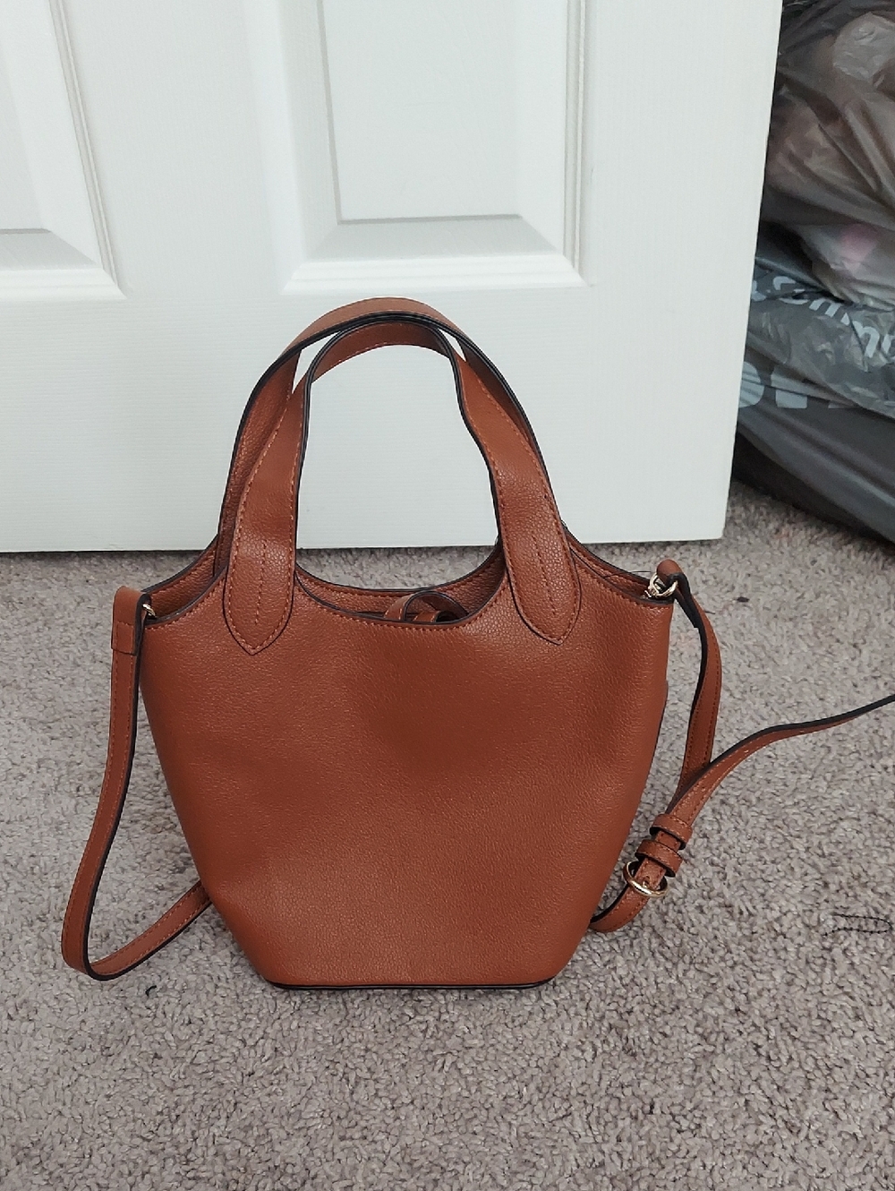 LC Lauren Conrad Tan Mini Bucket Crossbody Bag